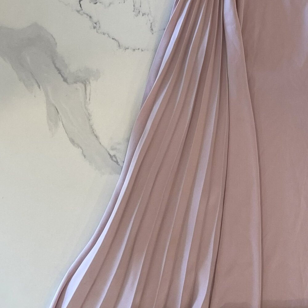 No Tag - HM, Pink, pleated, long cuffed sleeve, neck bow dress, Size M - Picture 5 of 7